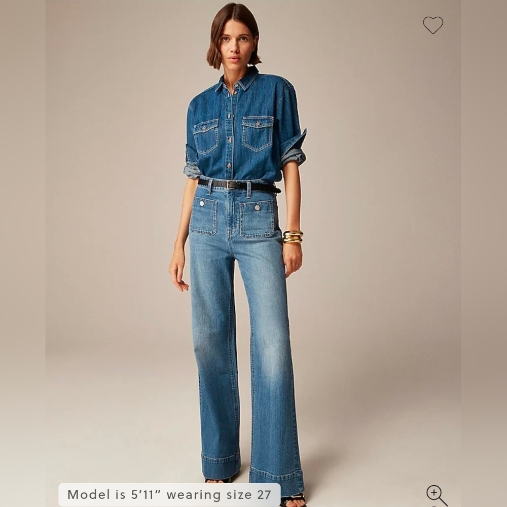 J. Crew Women's Light Blue Flare Sailor Wideleg HiRise Denim Jeans Size35 14-16